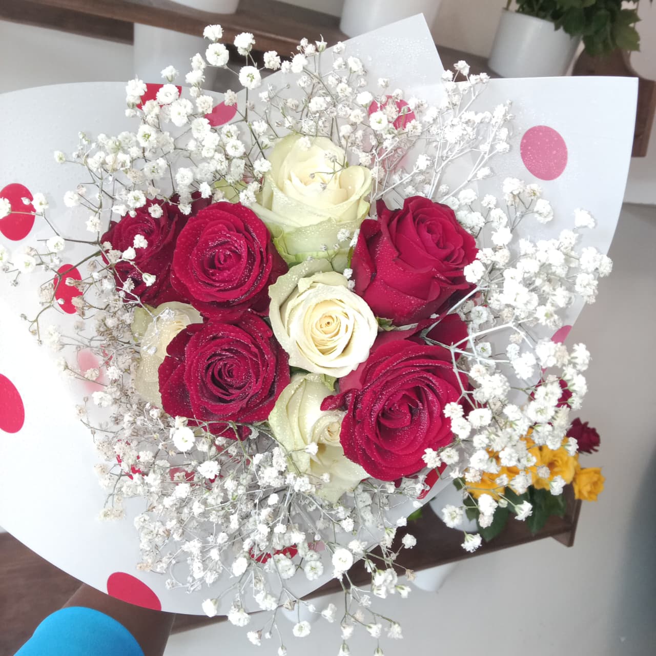 Mixed seasonal bouquet of fresh flowers